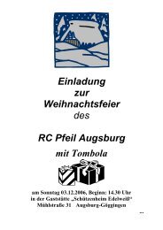 Einladung zur Weihnachtsfeier des RC Pfeil Augsburg mit Tombola