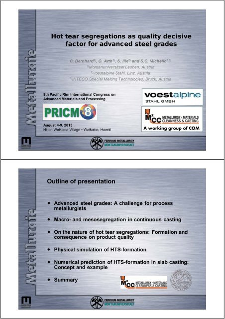 Hot tear segregations as quality decisive factor for advanced steel ...