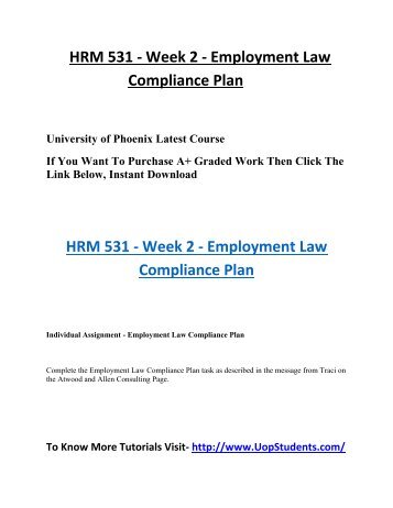 Hrm 531 employment law compliance plan atwood and allen c