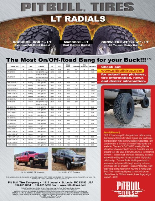 Tire Specs - Pit Bull Tires