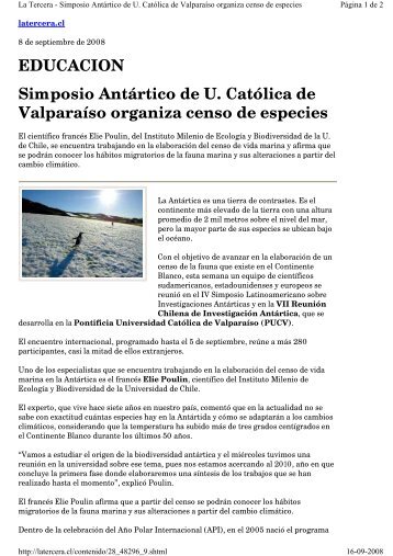 EDUCACION Simposio Antártico de U. Católica de Valparaíso ...