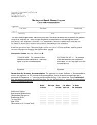 Marriage and Family Therapy Program Letter of Recommendation