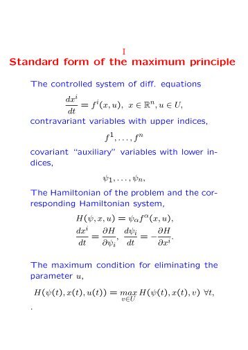 Invariant form of the Maximum Principle - LSIS