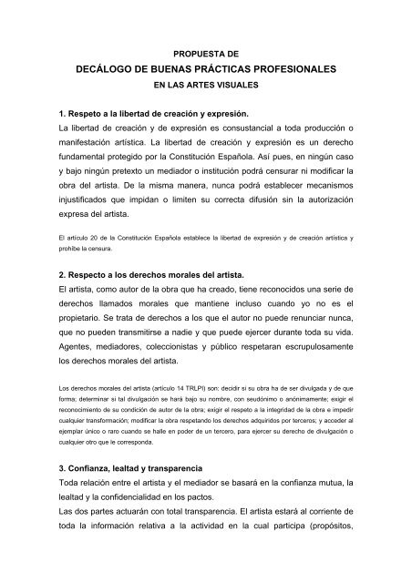 Decálogo de buenas prácticas profesionales - AVAM