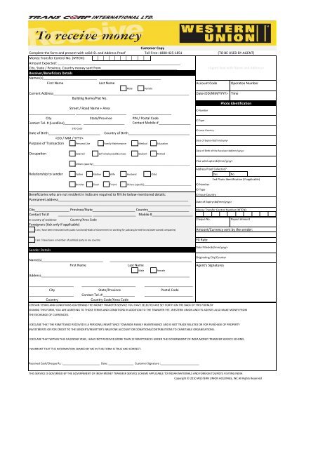 Complete the form and present with valid ID. and Address Proof Toll ...