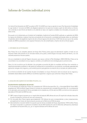 Informe financiero anual - Ebro Foods