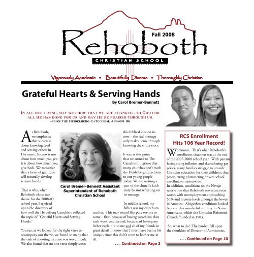 Fall 2009 newsletter - Rehoboth Christian School