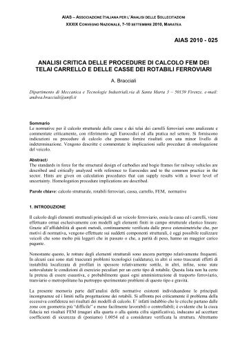 Analisi critica delle procedure di calcolo FEM dei ... - andreabracciali.it