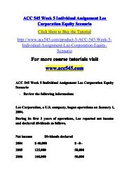 ACC 545 Week 5 Individual Assignment Lee Corporation Equity Scenario / acc545dotcom