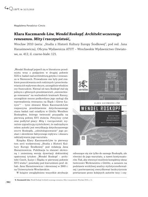 Klara Kaczmarek-Löw, Wendel Roskopf. Architekt wczesnego ...