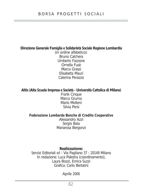 Borsa Progetti Sociali - Lombardia Mobile - Regione Lombardia