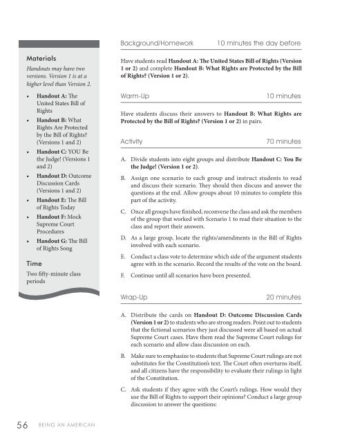 Being an American: The Bill of Rights - Bill of Rights Institute