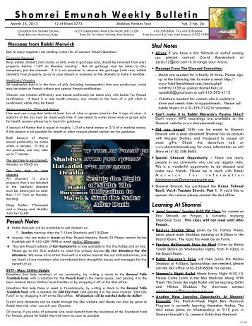 Bulletin - Shomrei Emunah