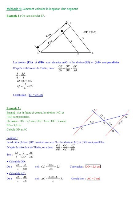 ThÃ¨me NÂ°2 : THEOREME DE THALES (1)