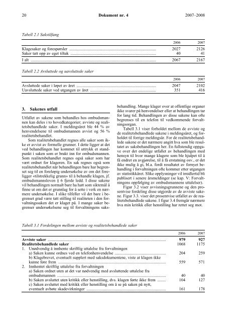 Melding for Ã¥ret 2007 - Sivilombudsmannen