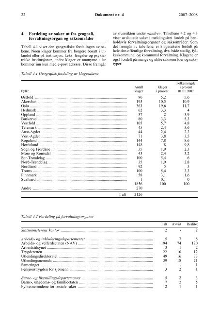 Melding for Ã¥ret 2007 - Sivilombudsmannen