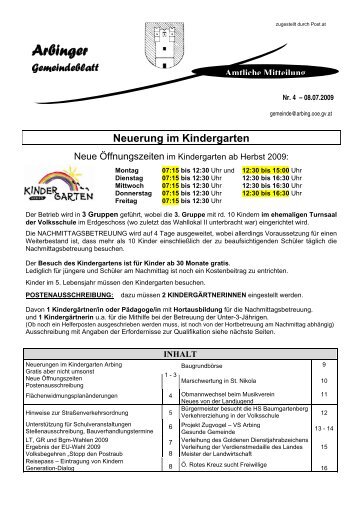 Nr. 4, Juli 2009 - Gemeinde Arbing