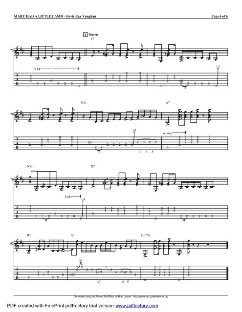 âMary Had A Little Lambâ (PDF) - Guitar Alliance