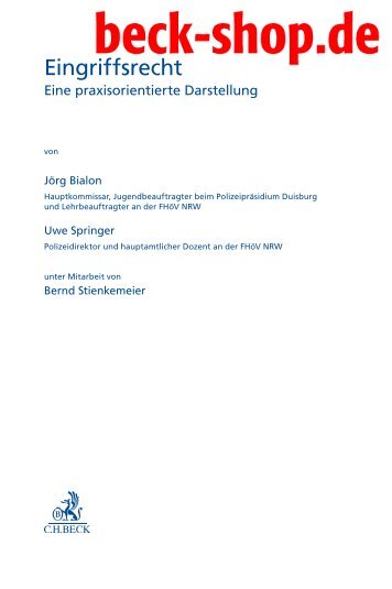 Eingriffsrecht - Bialon / Springer / Stienkemeier, Inhaltsverzeichnis