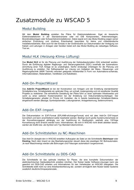 Erste Schritte 5.4 - wscad