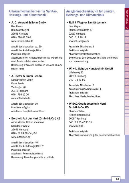 Lehrstellenatlas Hamburger Osten 2013 - Billenetz