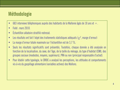 Typologie du gaspillage alimentaire - Crioc