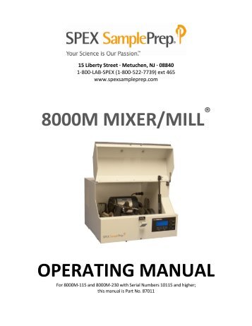 8000M MIXER/MILL - SPEX SamplePrep