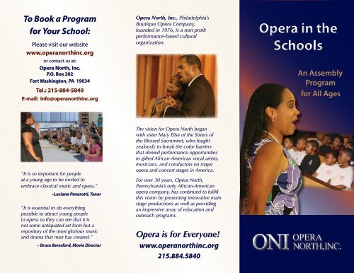 See our brochure - Opera North