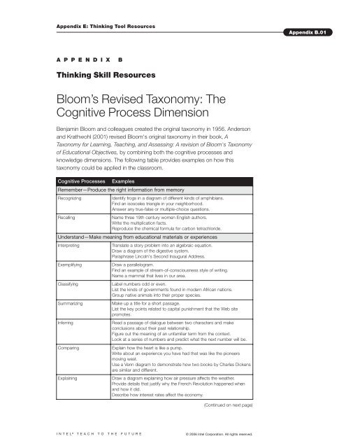 Bloom's Taxonomy: Categories in the Cognitive ... - Licei di Bra