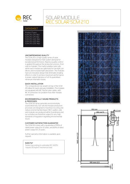 solar moDule reC solar sCm 210 - PV Solartechnik