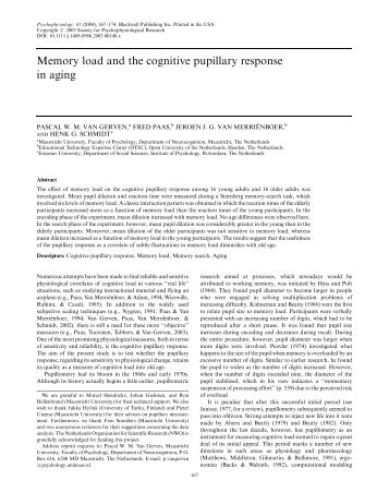 Memory load and the cognitive pupillary response ... - Anitacrawley.net