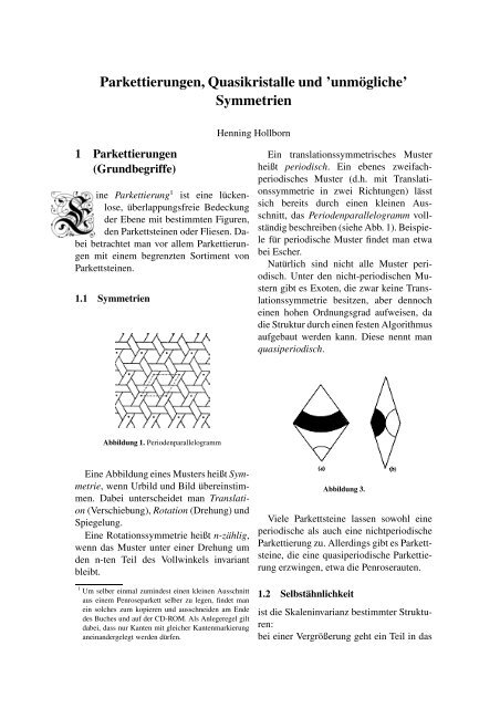 Parkettierungen, Quasikristalle und 'unmögliche' Symmetrien