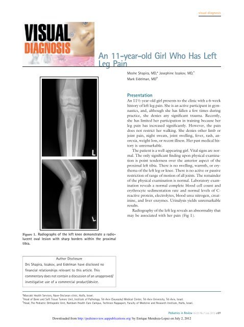 An 11-year-old Girl Who Has Left Leg Pain