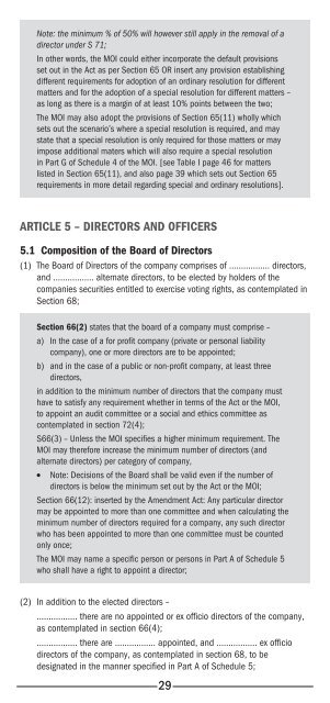 GUIDE TO THE MEMORANDUM OF INCORPORATION