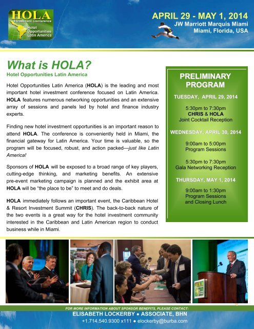 HOLA14 Sponsor Brochure - HOLA Conference