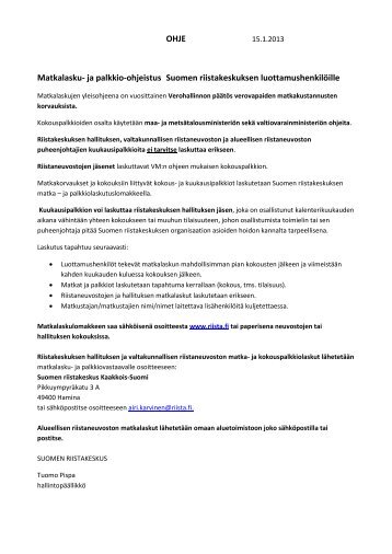 Matkalasku- ja palkkio-ohjeistus - Suomen riistakeskus