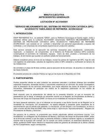 servicio mejoramiento del sistema de proteccion catodica - Enap
