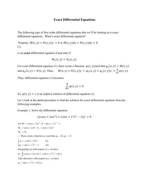 Exact Differential Equations 2 6
