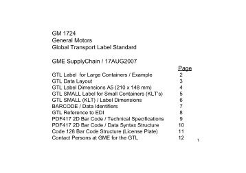 GTL SMALL CONTAINER (KLT) Label Alternate format to be used at ...