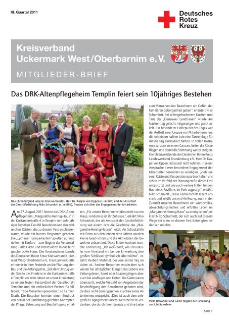 Jahre wieder! - DRK Kreisverband Uckermark West/Oberbarnim eV