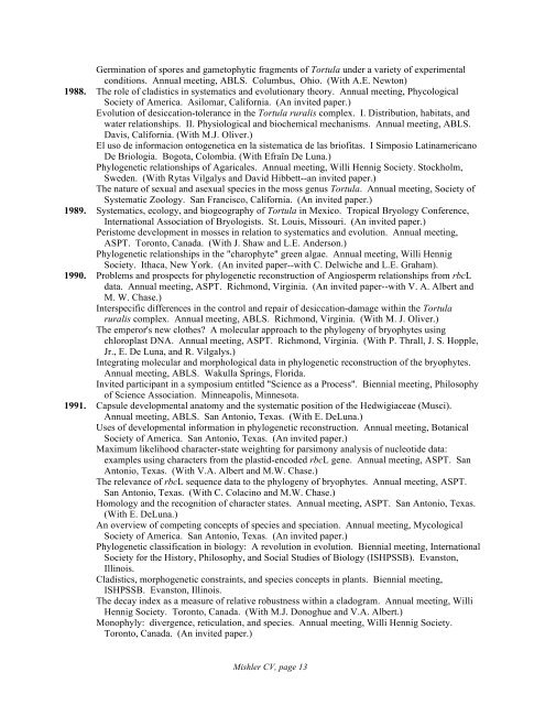 see long CV for full list - University and Jepson Herbaria - University ...