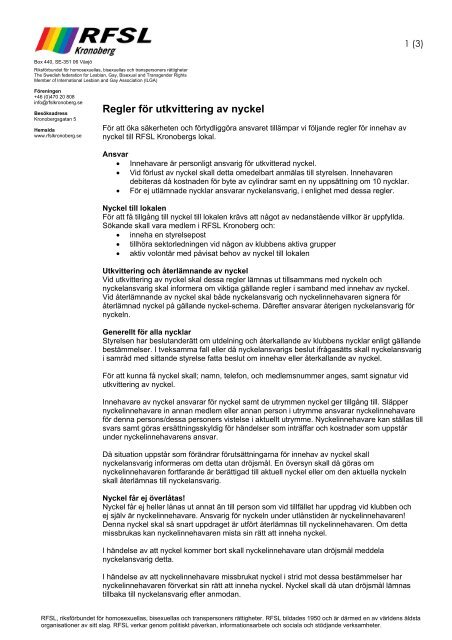 Exempel Nyckelregler (pdf) - RFSL