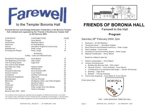 FRIENDS OF BORONIA HALL - temple society australia