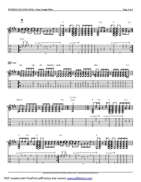 "Interstate Love Song" (PDF) - Guitar Alliance