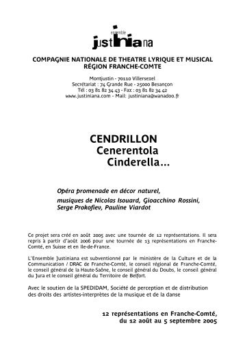CENDRILLON Cenerentola Cinderellaâ¦ - Ensemble Justiniana