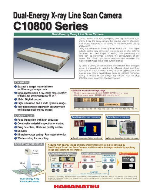 Dual Line Scan Camera C10800 Series Dual-Energy X-ray Line Scan Camera