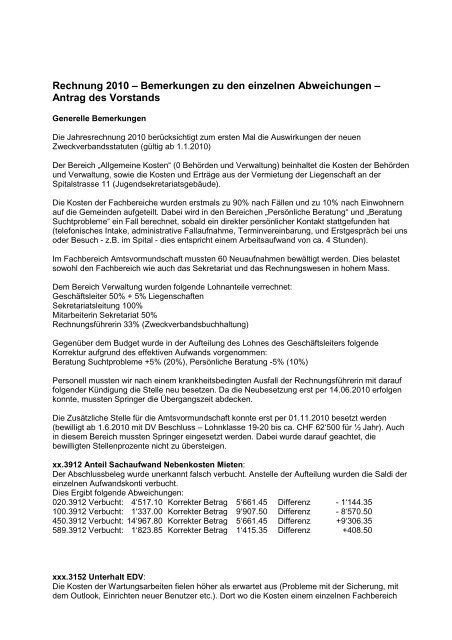 Rechnung 2010 - Kommentar