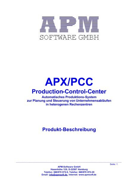 APX/PCC Production-Control-Center