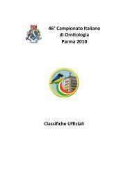 Classifiche - Sezione Ornitologica di Fossombrone