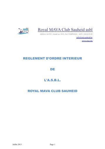 Veuillez consulter ici le R.O.I. 2013 - Royal Mava Club Sauheid